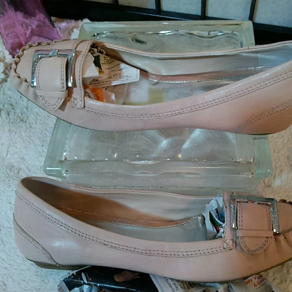 BCBGirls pink leather loafers